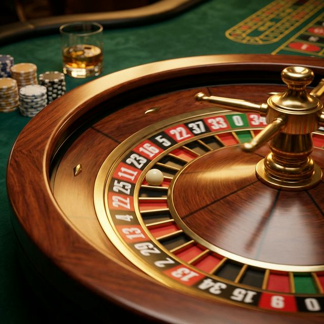 Vòng quay Roulette châu Âu với viên bi và các ô số trên bàn E2BET